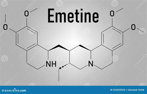 Emetine Molecule. It Is An Antiprotozoal Agent And Emetic. Skeletal ...