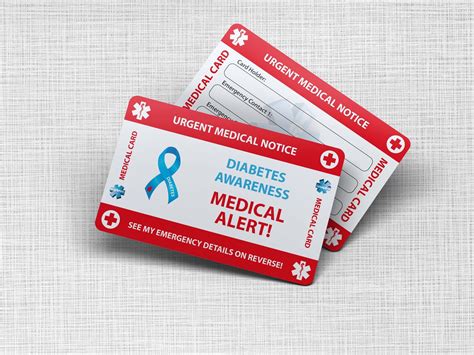 Diabetes Emergency Wallet Card Diabetes Medical Card PVC | Etsy