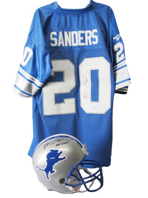 Lot Detail - Barry Sanders Signed Jersey and Helmet with Hall of Fame ...