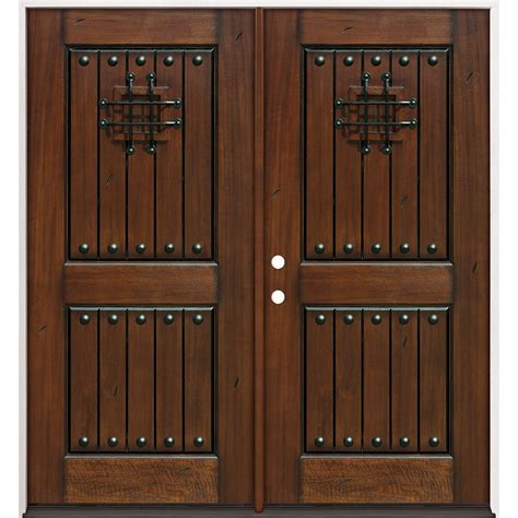 Rustic Mahogany Prehung Wood Double Door Unit #320 - Door Clearance Center