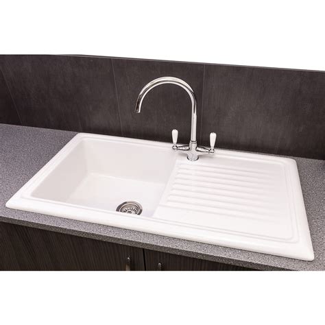 Reginox Single Bowl Ceramic Kitchen Sink & Drainer White