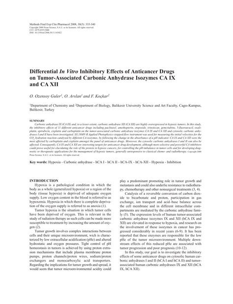 (PDF) Differential in vitro inhibitory effects of anticancer drugs on tumor-associated carbonic ...