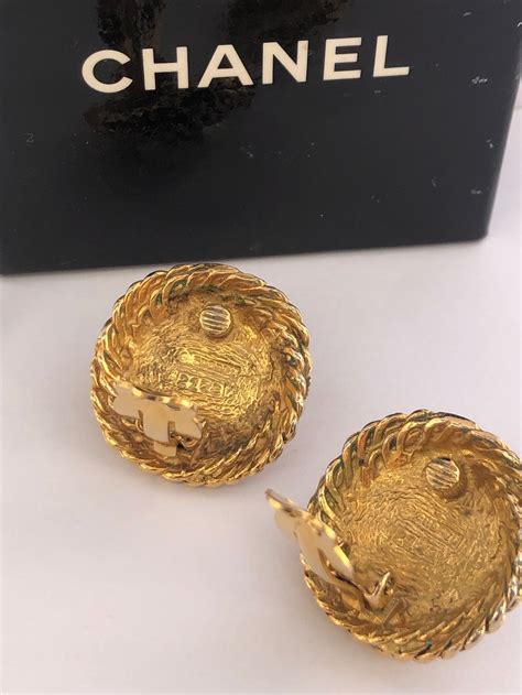 CHANEL Vintage Earrings Filigree Twisted Gold Metal & Pearl W/Box 1980