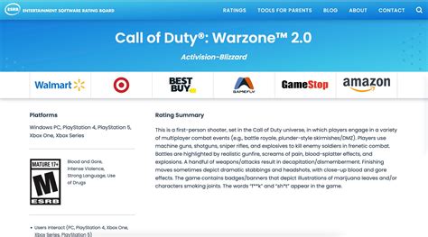 InfoCoDES on Twitter: "OFICIAL: Call of Duty #Warzone 2.0 ha sido calificado M por la ESRB y en ...