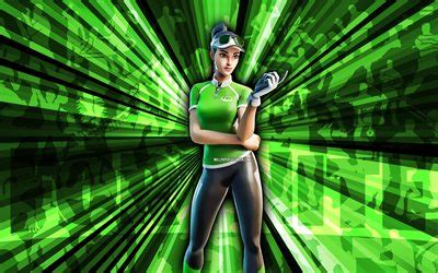 Загрузить 4k, Par Patroller Fortnite, green rays background, Par Patroller Skin, abstract art ...