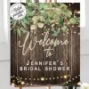 Eucalyptus Mason Jar Rustic Bridal Shower Welcome Sign – D102 - Bridal ...