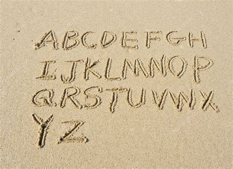 Alphabet letters handwritten in sand on beach - Stock Photo , #spon, #handwritten, #letters, # ...