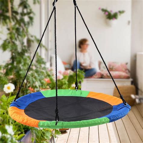 HERCHR Multicolor Round Outdoor Toys Kids Children Tree Hanging Saucer ...