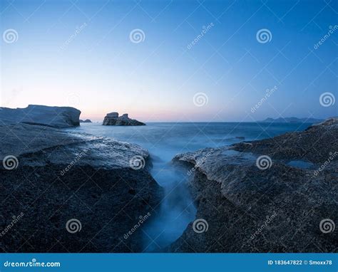 Sarakiniko Beach with Sunset Stock Photo - Image of hellas, rocks ...