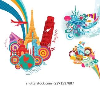 Travel Destinations Clip Art Vector Background Stock Vector (Royalty Free) 2291537887 | Shutterstock