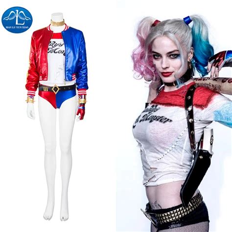 MANLUYUNXIAO New Chic Suicide Squad Harley Quinn Costume Deluxe Outfit Halloween Carnival ...