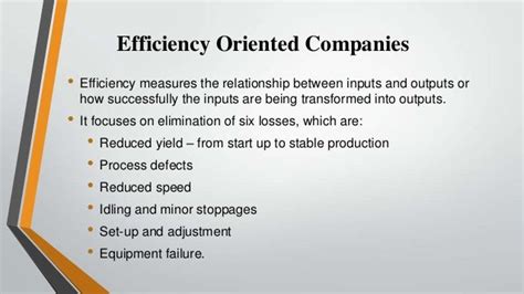 Efficiency and effectiveness: Presentation with Examples