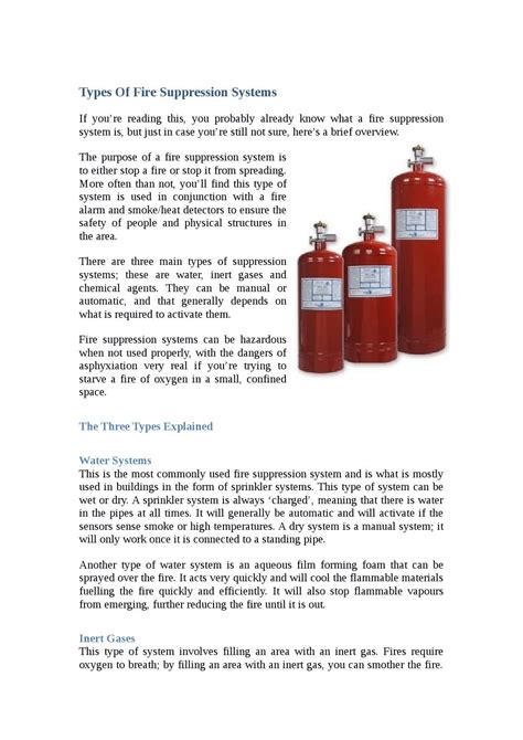 Types Of Fire Suppression Systems by glennjohnson - Issuu