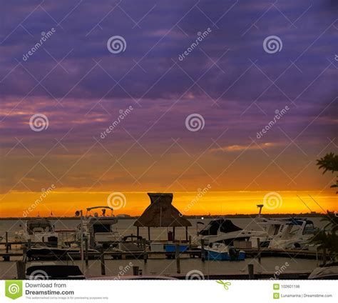 Cancun Mexico Lagoon Sunset Marina Stock Photo - Image of cancun, coast: 102601198