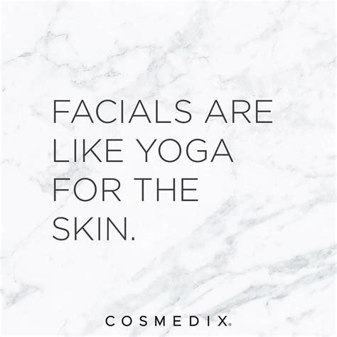 a marble background with the words facials are like yoga for the skin on it