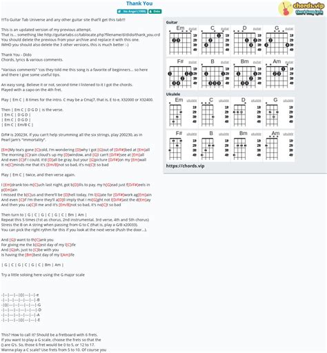 Chord: Thank You - tab, song lyric, sheet, guitar, ukulele | chords.vip