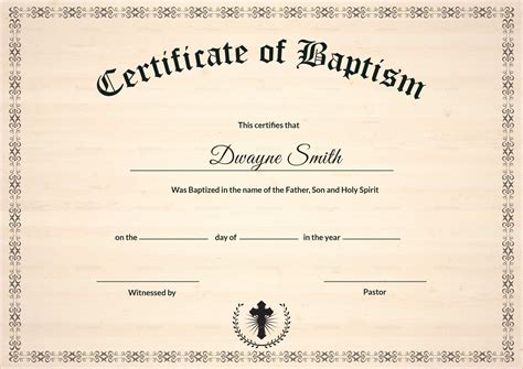 Free Baptism Certificate Template Word Of Baptism Certificate Design ...