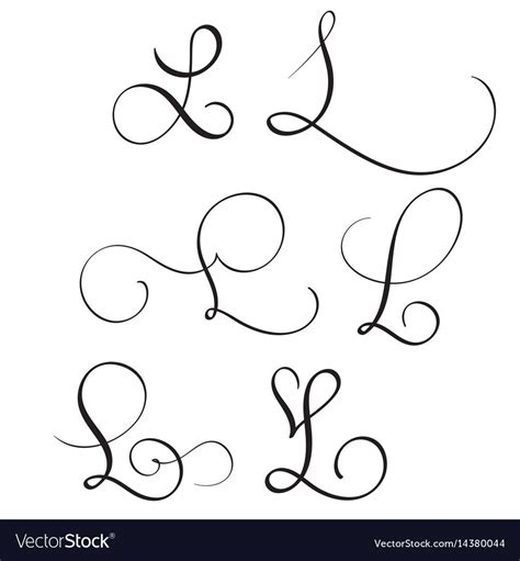 Set of art calligraphy letter l with flourish of Vector Image ...