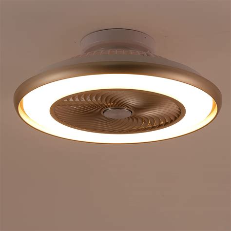 Surtime Modern Flush Mount Ceiling Fan with Lights And Remote Control, 22" Low Profile Bladeless