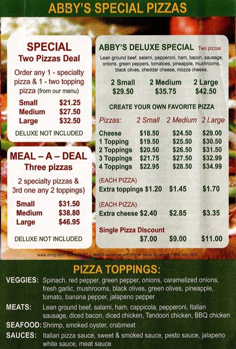 Abby Pizza Menu - Abby Pizza Place | Abby Pizza Place