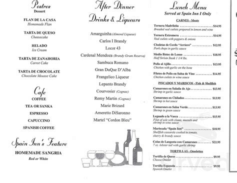 Spain Inn menu in Piscataway, New Jersey, USA