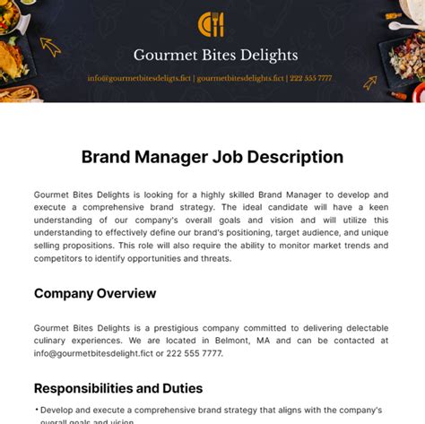 Free Brand Manager Job Description Template - Edit Online & Download ...