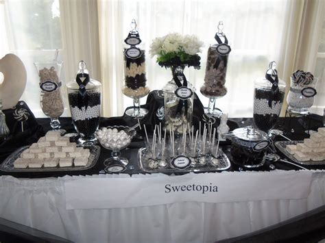 Elegant Black and White Candy Buffet Black And White Wedding Theme, Black White Parties, White ...