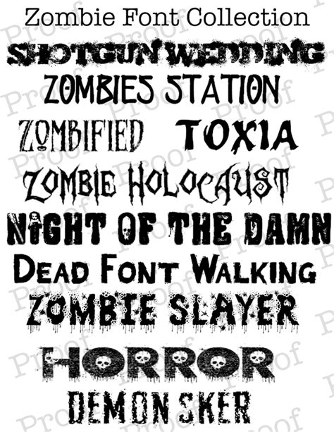 Zombie Font Collection Great for Use With Cricut Silhouette - Etsy