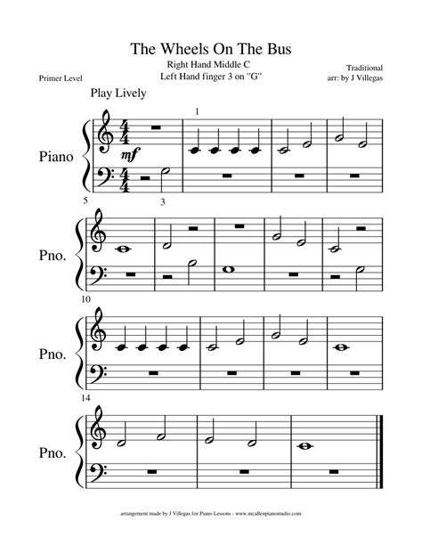 The Wheels On The Bus Sheet music for Piano (Solo) | Musescore.com