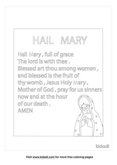 Hail Mary Prayer Coloring Pages For Children