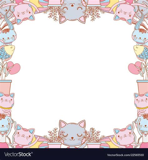 cute kitty cats page border template vector, illustration, graphic ...