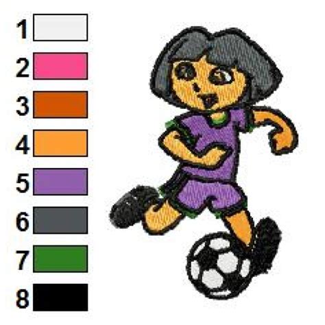 Dora Playing Soccer Embroidery Design