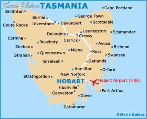 Tasmania Map Tourist Attractions - TravelsFinders.Com