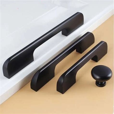 160mm modern simple black furniture handles black kitchen cabinet wardrobe door pull handle 6.3 ...