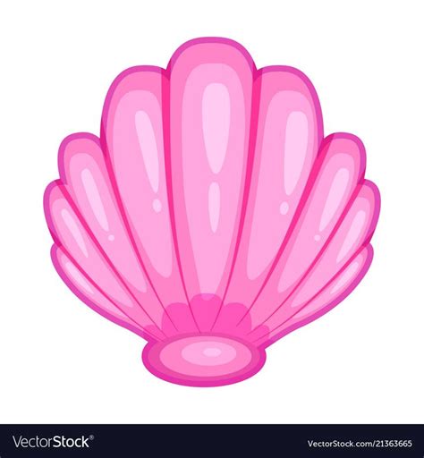 Cute bright pink cartoon seashell icon colorful vector image on ...