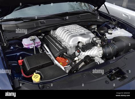 A Hemi Engine in a Dodge Charger at a car show Stock Photo - Alamy