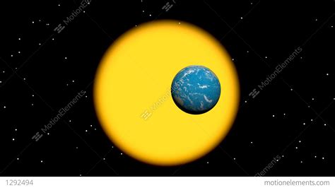 Earth Rotation Around Sun - 3D Render Stock Animation | 1292494