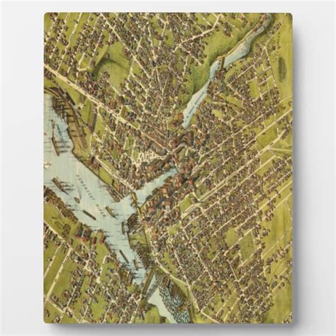 Vintage Pictorial Map of Bangor Maine (1875) Plaque | Zazzle