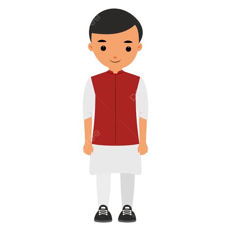 Personnage De Dessin Animé 2d Garçon Indien Avec Kurta Et Pyjama Isolé ...