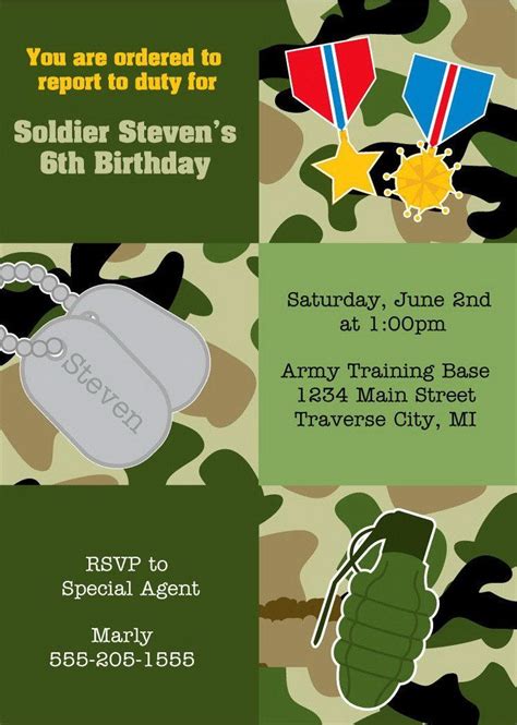 Army Birthday Party Invitations Army Birthday Parties, Army's Birthday ...