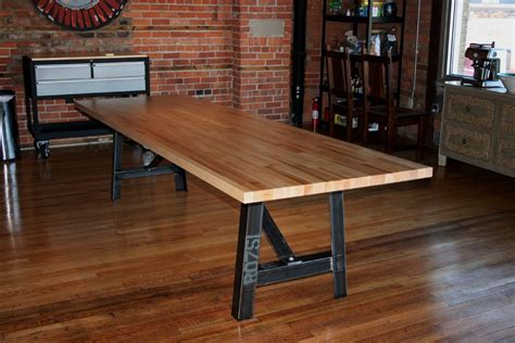 scrap metal industrial legs | Butcher block dining table, Industrial dining table, Industrial ...