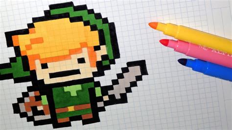 Handmade Pixel Art - How To Draw Kawaii Link (The Legend Of Zelda) #pixelart - YouTube