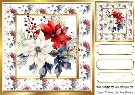 Christmas Poinsettias Arrangements Red/White 8X8 - CUP1300598_415 | Craftsuprint