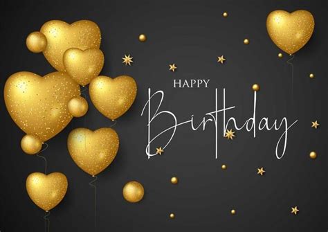 Descargar Feliz cumpleaños elegante tarjeta de felicitación con globos dorados y co… | Happy ...