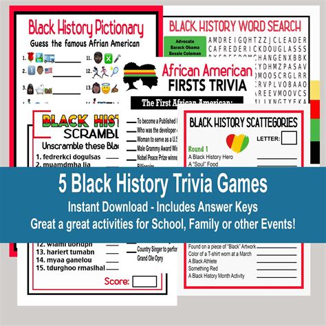 Black History Month Trivia Games, Black History Month Activities, Black History School Games ...