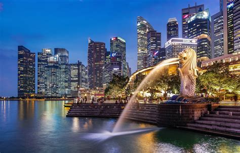 Wallpaper the city, Singapore, fountain, SINGAPORE, MERLION PARK images for desktop, section ...