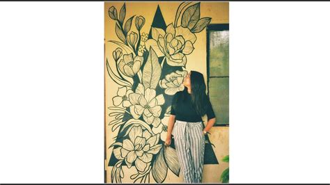 Floral Wall Art || Doodle Wall Art || Wall painting & Mural Painting - YouTube