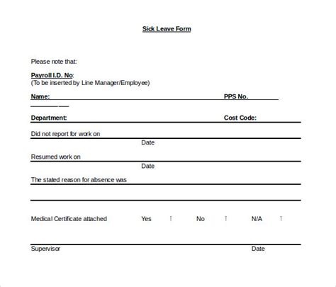 Employee Leave Form Template Sick Leave Request Form Template Employee ...