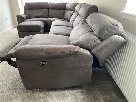 DFS Ronan Corner Sofa Brown/Grey Suede with electric recliner - used | in Kilsyth, Glasgow | Gumtree