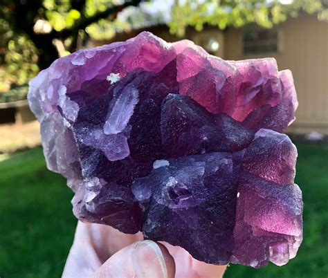 870g Big Violet Purple Fluorite Crystal Cluster Mineral Display Specimen